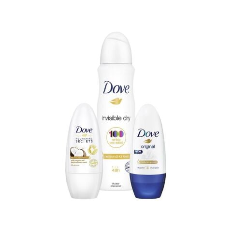 Dove Sprey Deodorant Invisible Dry, Roll-On Hindistan Cevizi ve Original