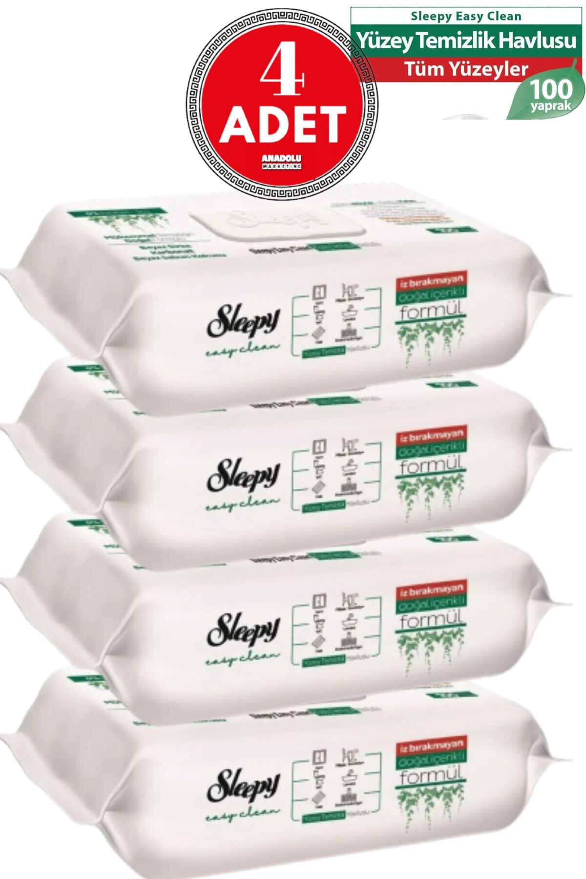 Sleepy Easy Clean Yüzey Temizlik Havlusu 100' lü x 4 Adet