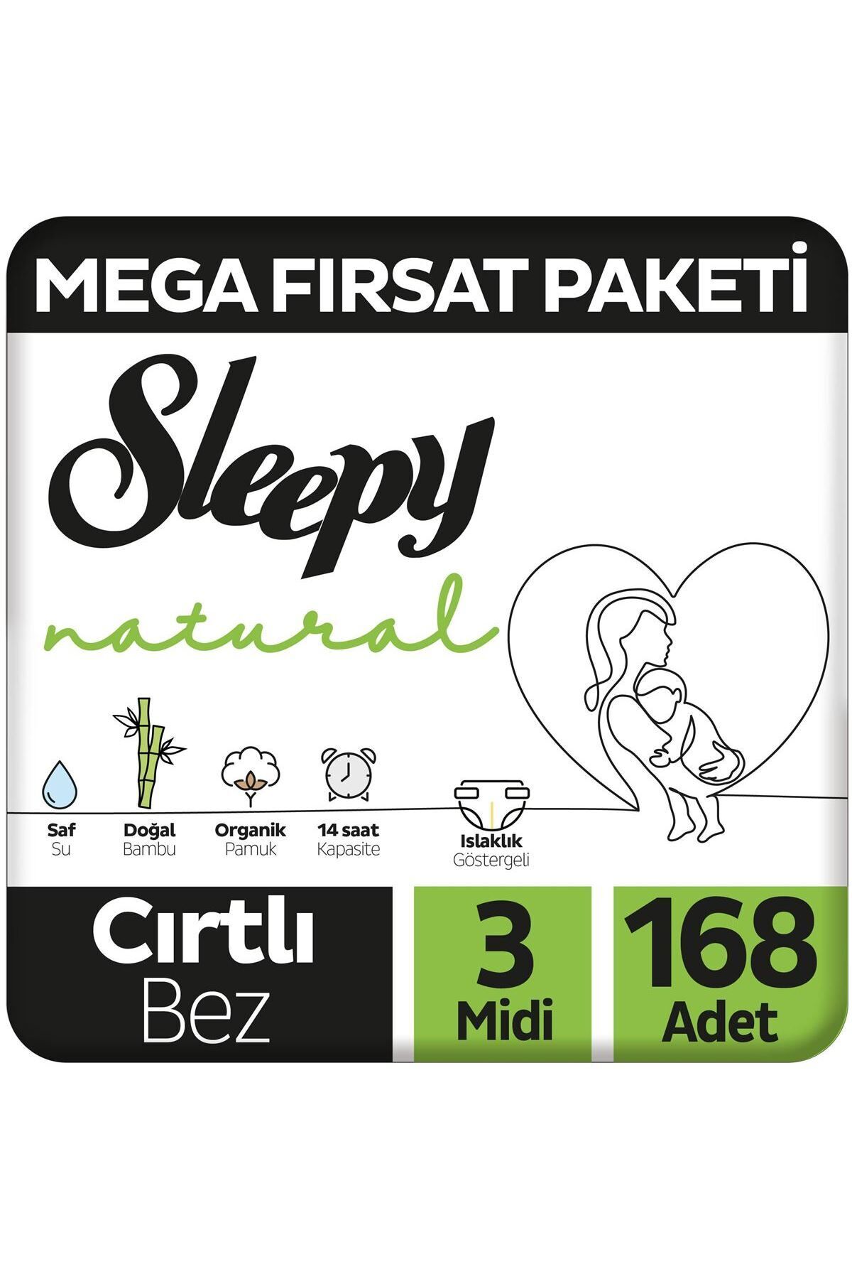 Sleepy Natural Bebek Bezi Mega Midi 3 (4-9kg) 168 Adet