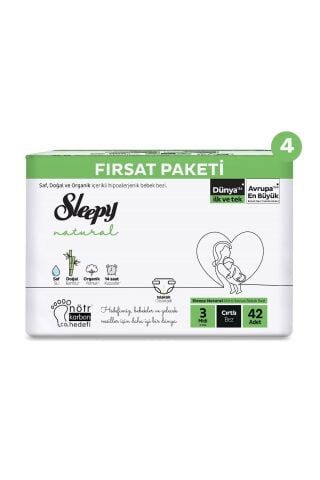 Sleepy Natural Bebek Bezi Mega Midi 3 (4-9kg) 168 Adet