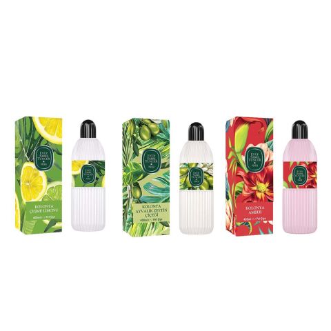 Eyüp Sabri Tuncer Kolonya Çeşme Limonu, Ayvalık Zeytin Çiçeği ve Amber Pet Şişe 400 ml