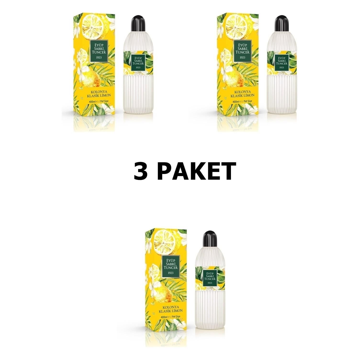 Eyüp Sabri Tuncer Klasik Limon Kolonyası 80 Derece Pet Şişe 400 ml x 3