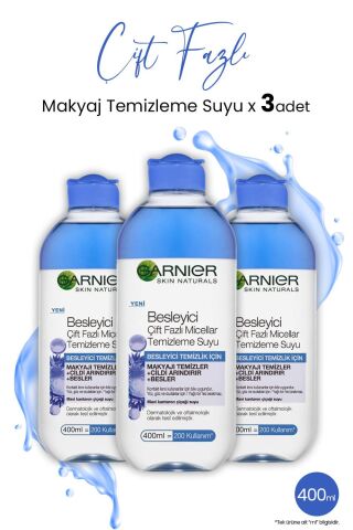 Garnier Micellar Temizleme Suyu Besleyici Çift Fazlı 400 ml x 3 Adet