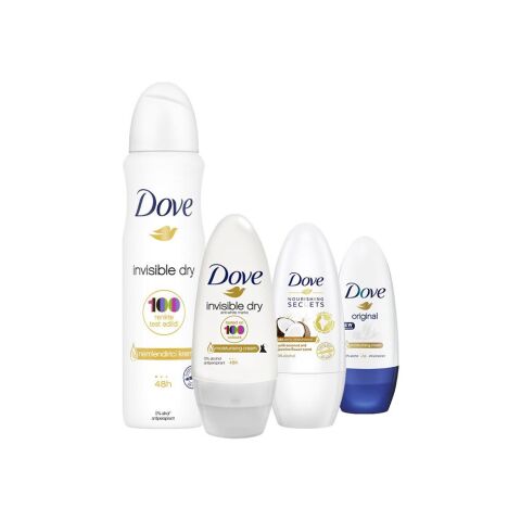 Dove Sprey Deodorant Invisible, Roll-On Invisible Dry, Hindistan Cevizi ve Original