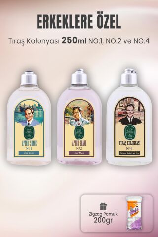 Eyüp Sabri Tuncer Tıraş Kolonyası Seti 1-2-4 ve Zigzag Pamuk 200 gr