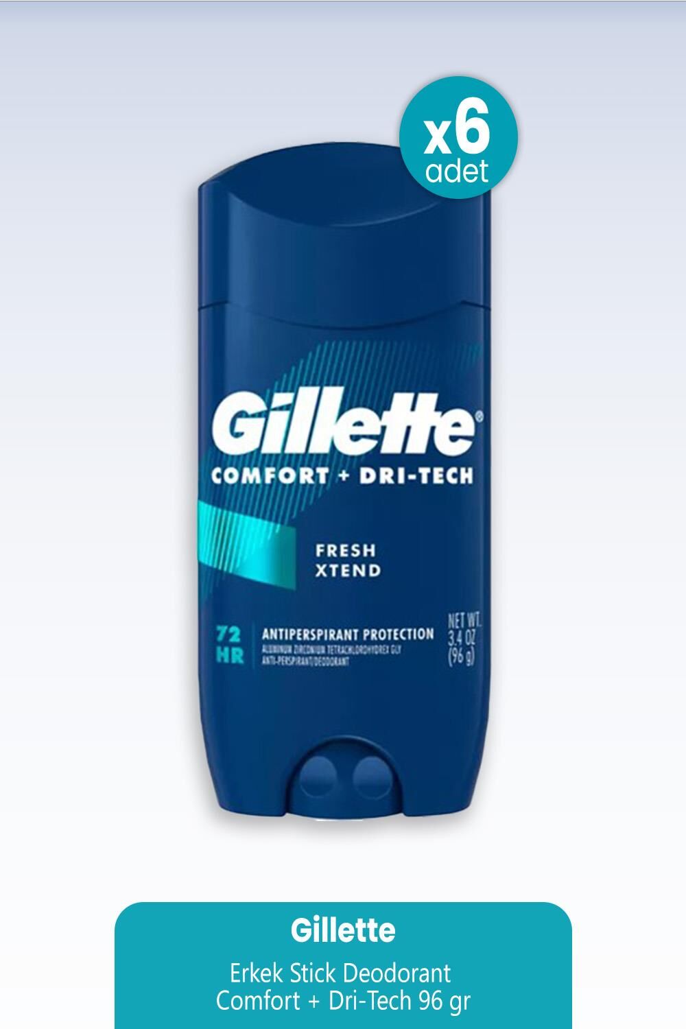 Gillette Erkek Stick Deodorant Comfort + Dri-Tech 96 gr x 6 Adet