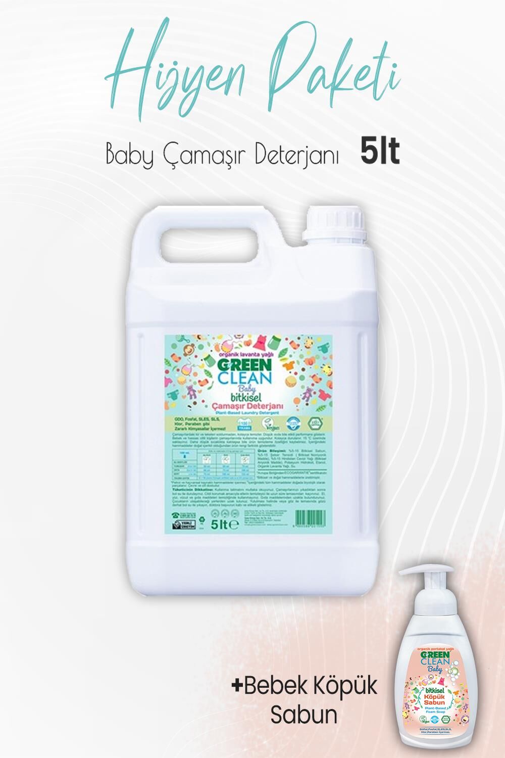 Green Clean Baby Bitkisel Çamaşır Deterjanı Lavanta 5 lt ve Köpük Sabun Portakal 450 ml