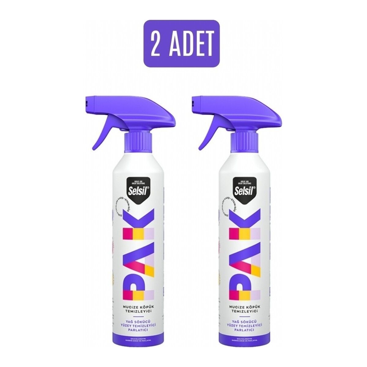 Selsil Pak 500 ml X2 Mucize Köpük Temizleyici Sprey Yağ Sökücü Yüzey Temizleyici