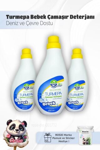 Turmepa Baby Çamaşır Deterjanı 1000 ml x 3 ve Rosie Pamuk