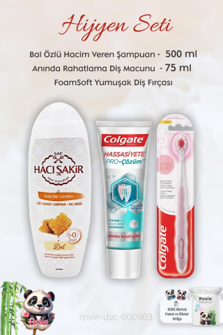Colgate Hassasiyete Çözüm Diş Macunu 75 ml, FoamSoft Diş Fırçası, H.Şakir Ballı Şampuan 500 ml