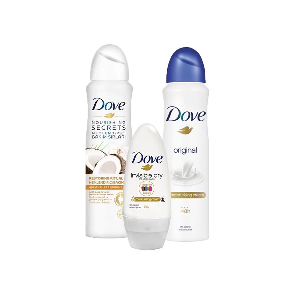 Dove Roll-On Invisible Dry, Sprey Deodorant Hindistan Cevizi ve Original