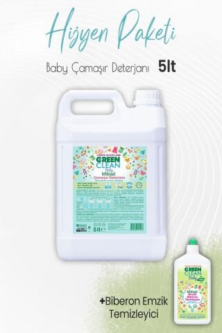Green Clean Baby Emzik Biberon Temizleyici 500 ml ve Çamaşır Deterjanı Lavanta 5 lt