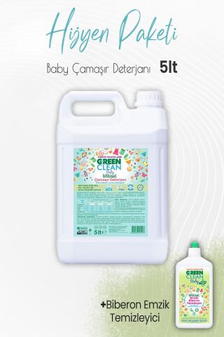 Green Clean Baby Emzik Biberon Temizleyici 500 ml ve Çamaşır Deterjanı Lavanta 5 lt