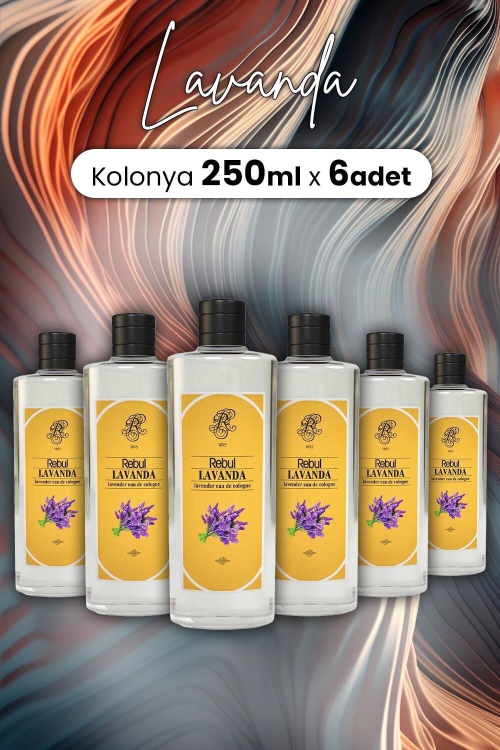 Rebul Lavanta Cam Şişe Kolonya 250 ml x 6 Adet