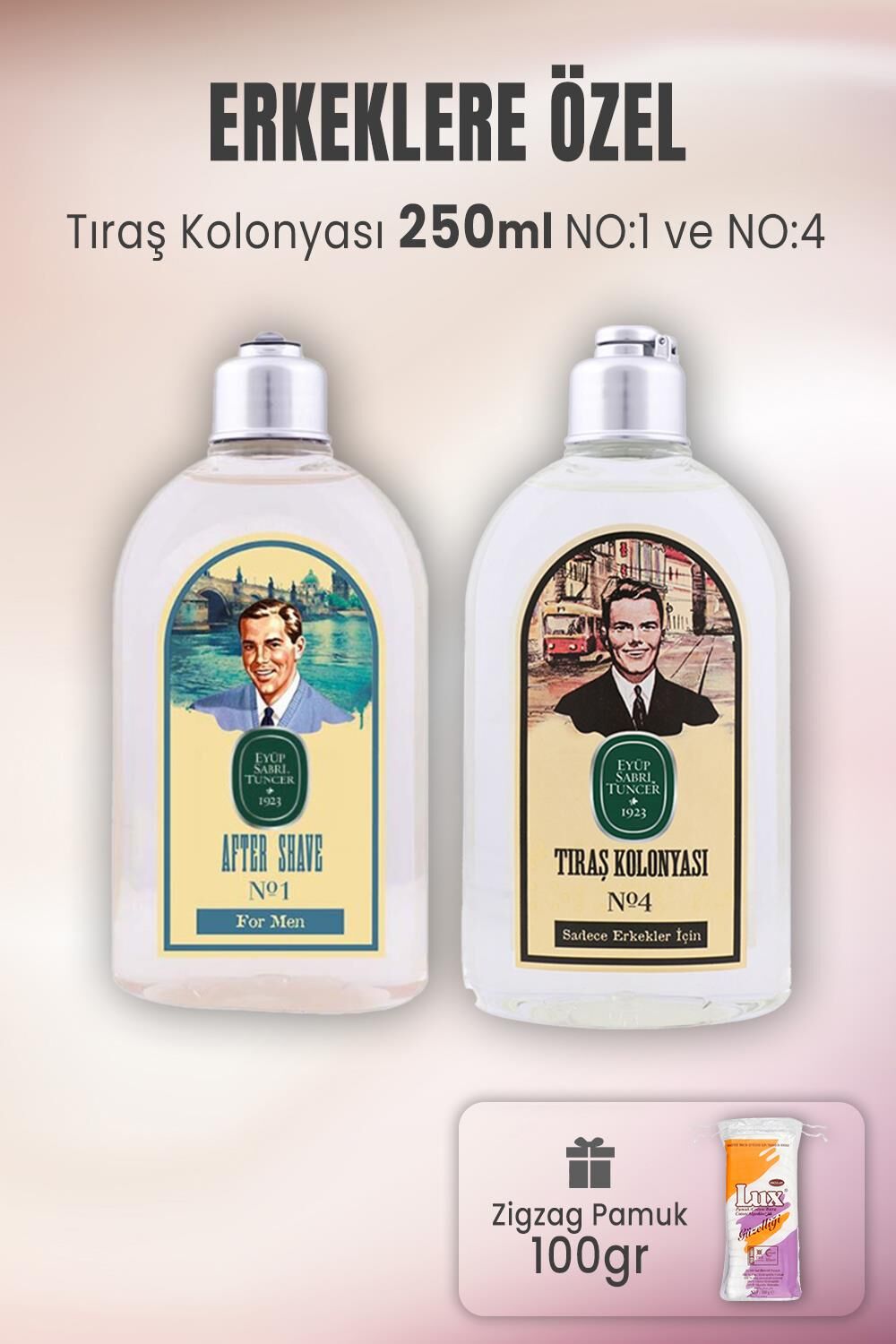 Eyüp Sabri Tuncer Tıraş Kolonyası No:1, No:4 ve Zigzag Pamuk 100 gr