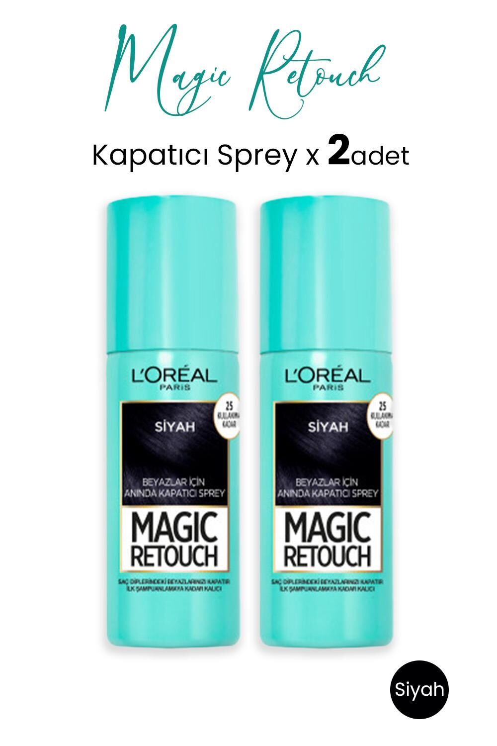 Loreal Paris Kapatıcı Sprey Siyah 75 ml x 2 Adet