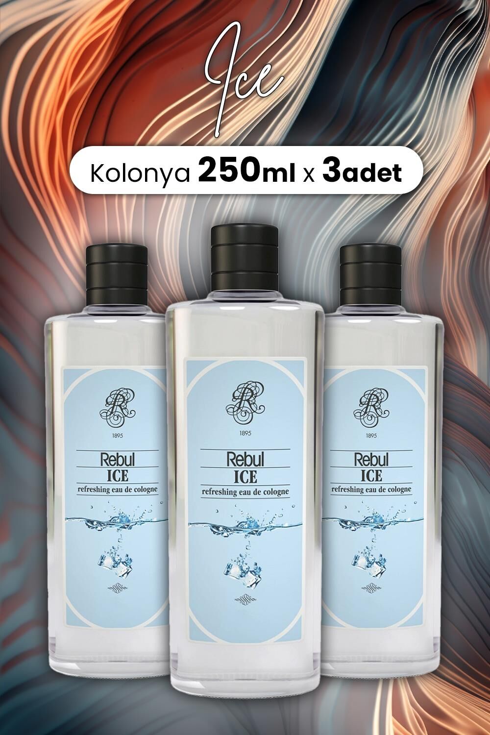 Rebul Ice Kolonya Cam Şişe 250 ml x 3 Adet