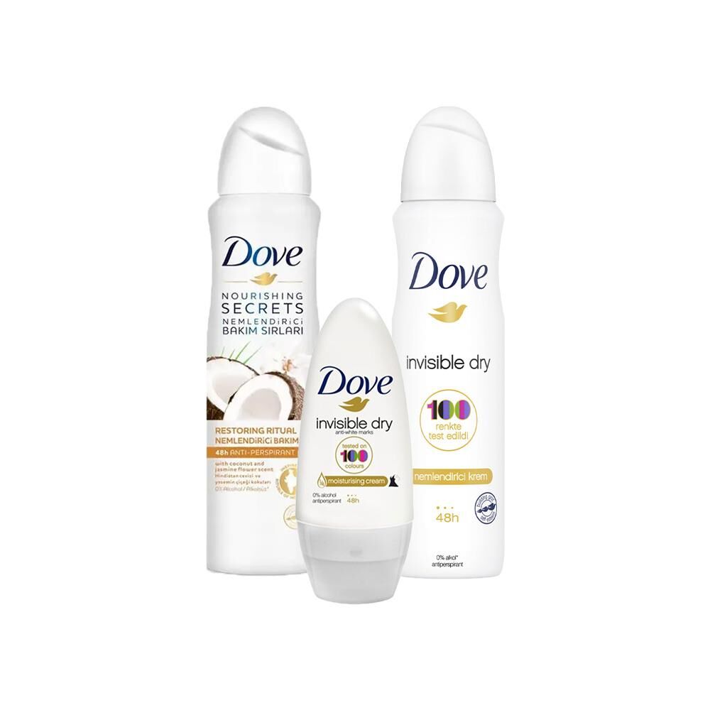 Dove Roll-On Invisible Dry, Sprey Deodorant Hindistan Cevizi ve Invisible Dry