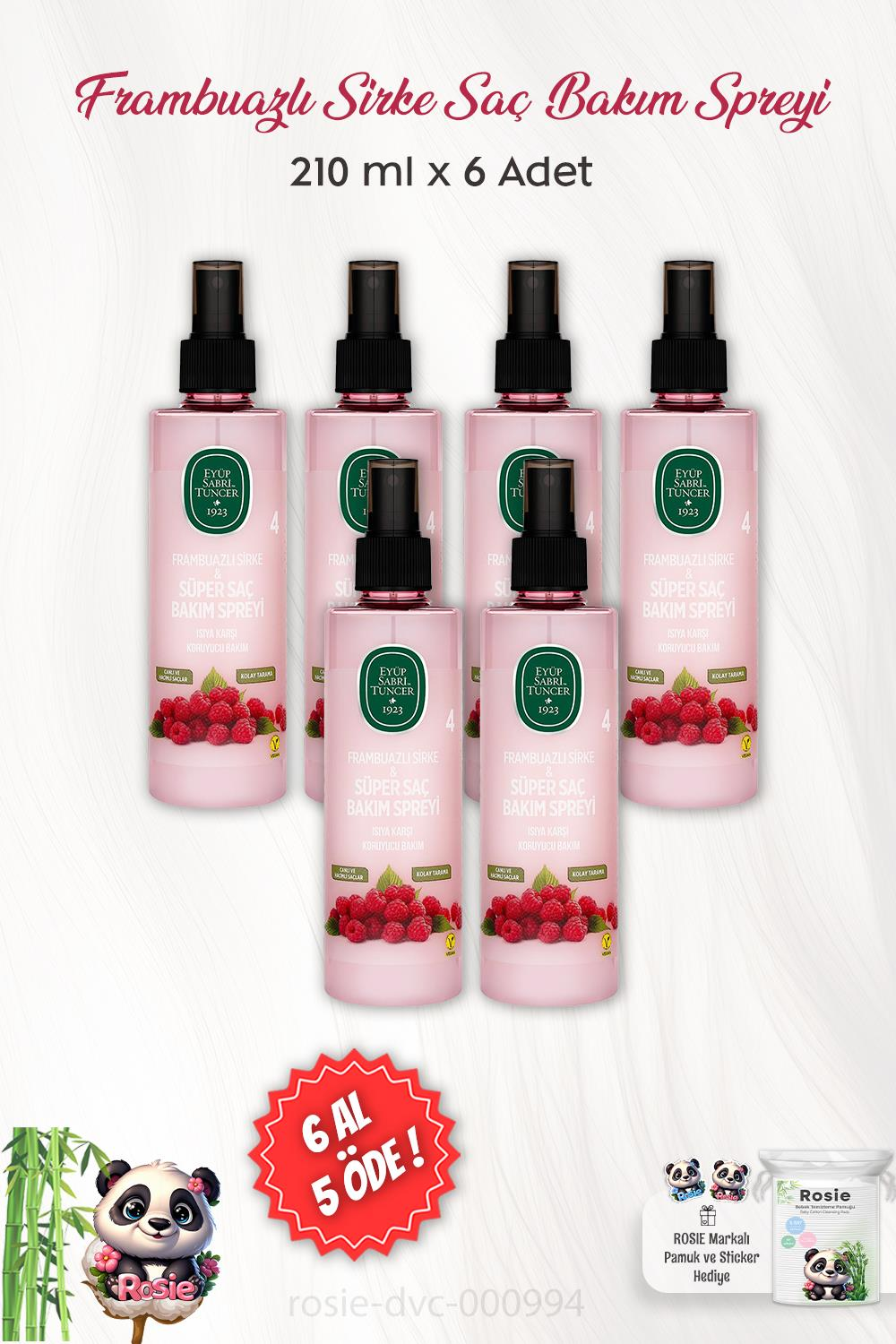 6 AL 5 ÖDE Eyüp Sabri Tuncer Frambuazlı Sirke Bakım Spreyi 210 ml ve ROSIE