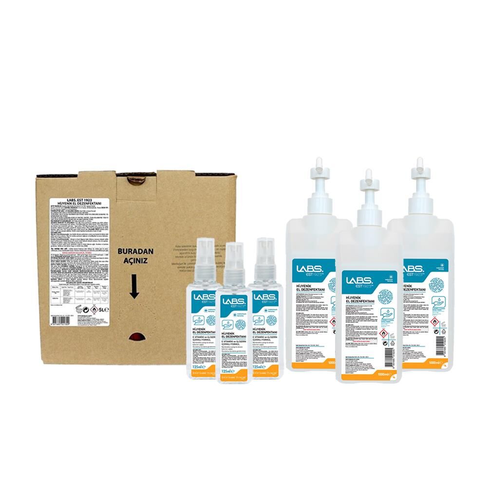 Eyüp Sabri Tuncer Labs Hijyenik El Dezenfektanı 5 Lt, 1 Lt x 3 Adet Ve 125 Ml x 3 Adet