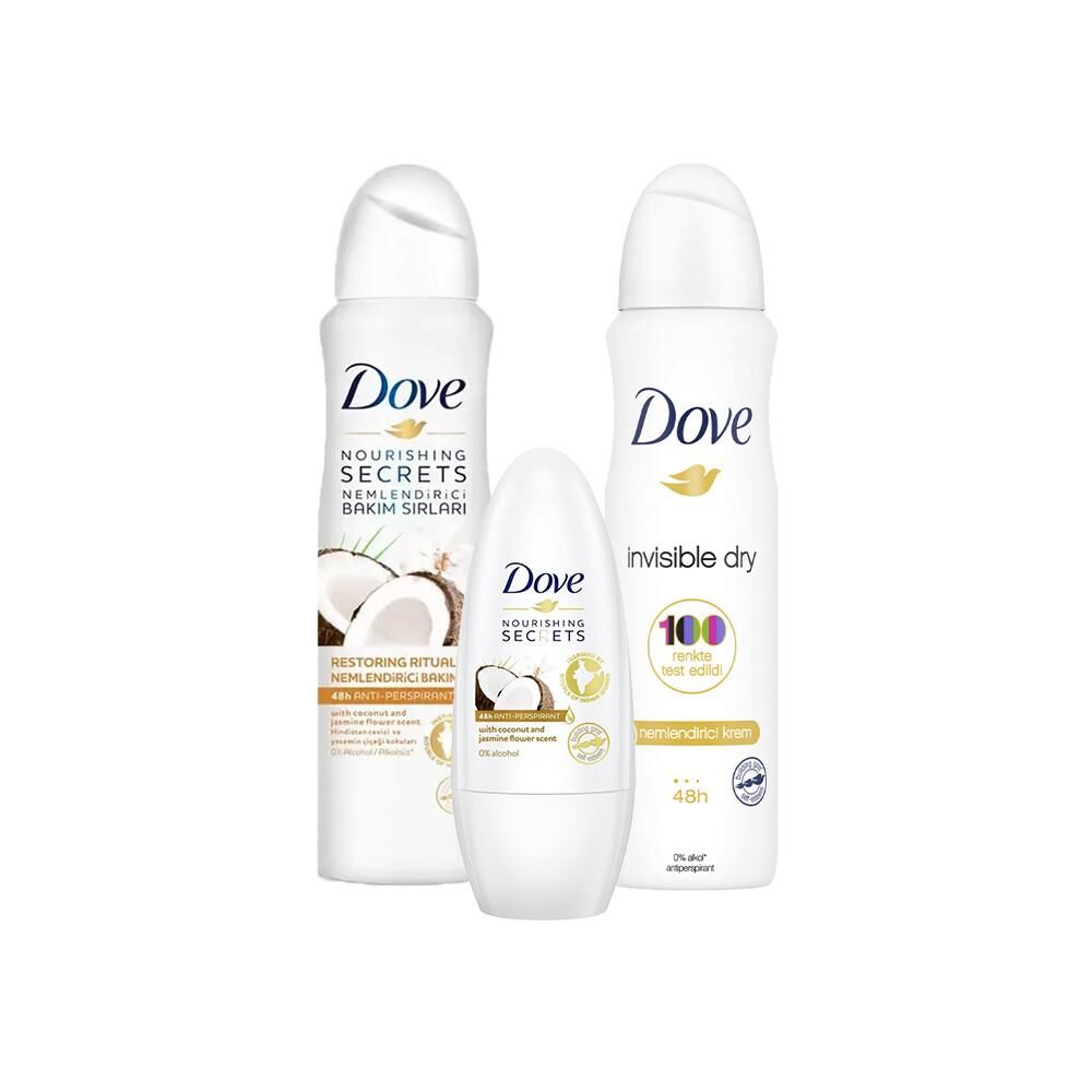 Dove Roll-On Hindistan Cevizi, Sprey Deodorant Hindistan Cevizi ve Invisible