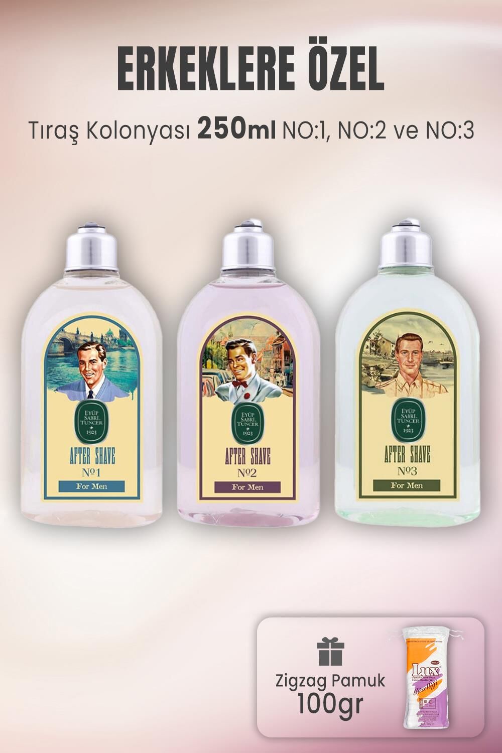 Eyüp Sabri Tuncer Tıraş Kolonya Seti 1-2-3 ve Zigzag Pamuk 100 gr