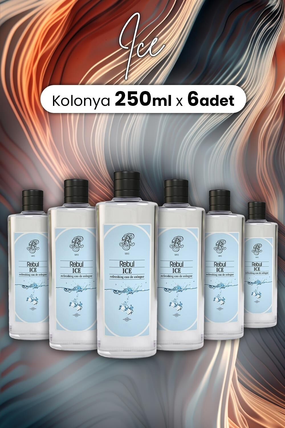 Rebul Ice Kolonya Cam Şişe 250 ml x 6 Adet