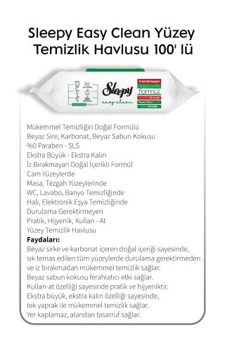 Sleepy Easy Clean Yüzey Temizlik Havlusu 100' lü X 4 ve Rosie pamuk