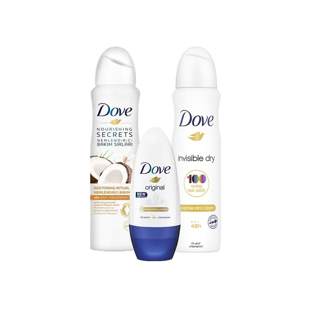 Dove Roll-On Original, Sprey Deodorant Hindistan Cevizi ve Invisible