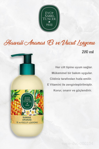 Eyüp Sabri Tuncer Hawaii Ananas 3 Adet Vücut Losyonu 280 ml ve ROSIE Pamuk 60'lı