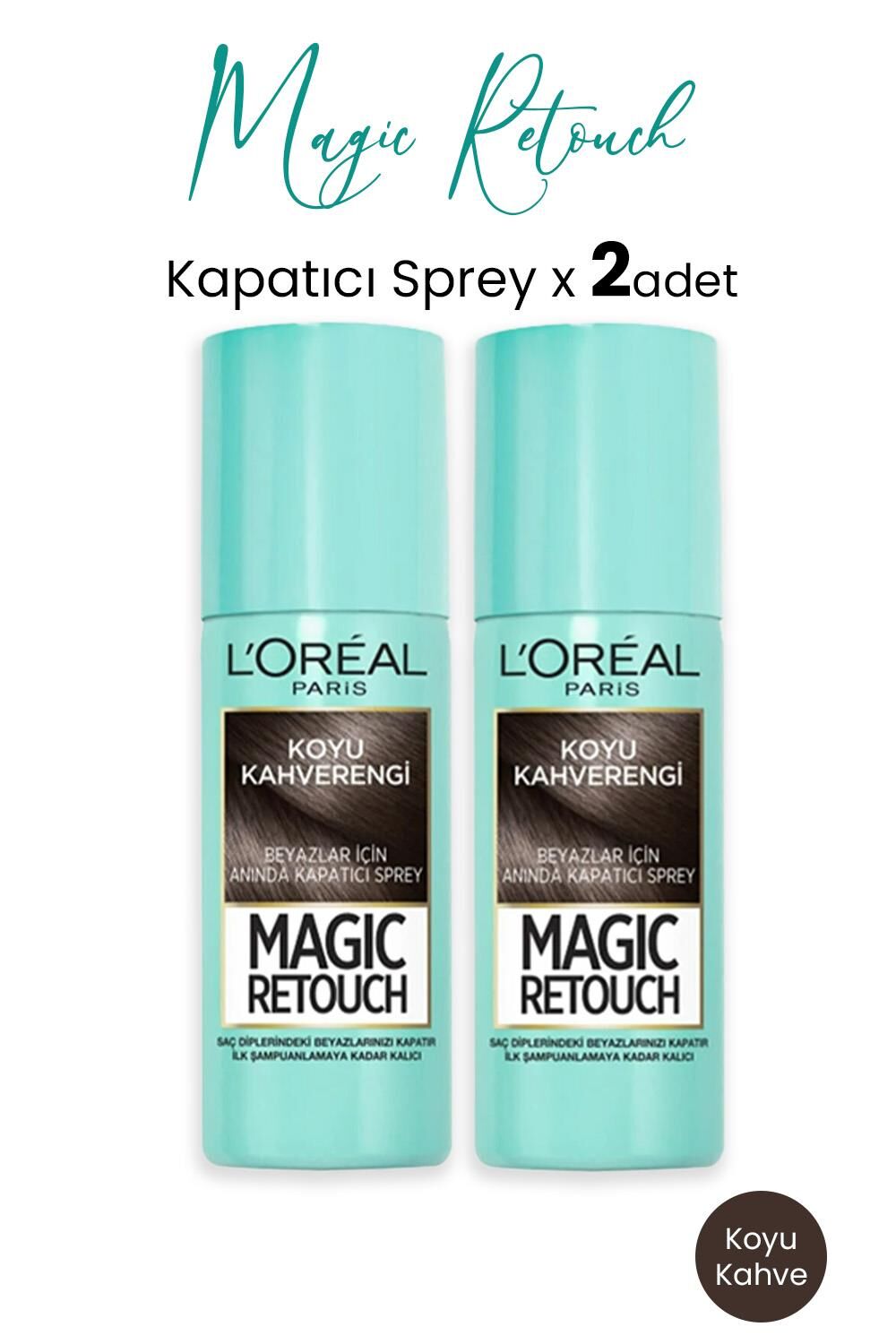 Loreal Paris Kapatıcı Sprey Koyu Kahverengi 75 ml  x 2 Adet