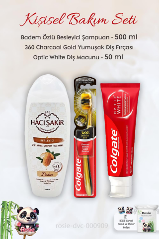 Colgate Optic White 50 ml, 360 Charcoal Diş Fırçası, H.Şakir Bademli Şampuan 500 ml ve ROSIE