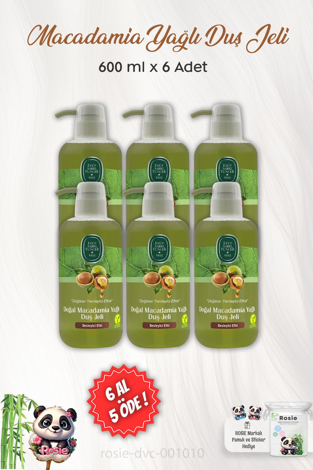 6 AL 5 ÖDE Eyüp Sabri Tuncer Doğal Macadamia Yağlı Duş Jeli 600 ml ve ROSIE