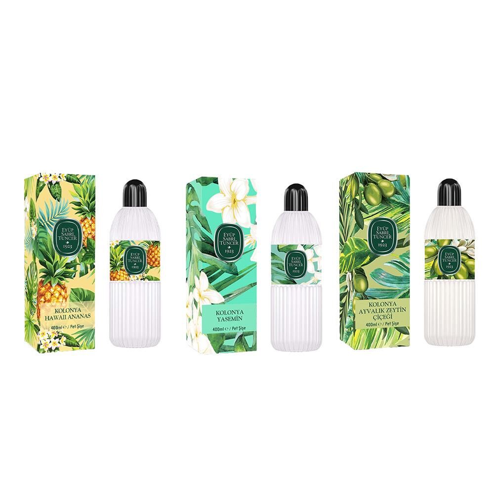 Eyüp Sabri Tuncer Kolonya Hawaii Ananas, Yasemin ve Ayvalık Zeytin Ağacı Pet Şişe 400 ml
