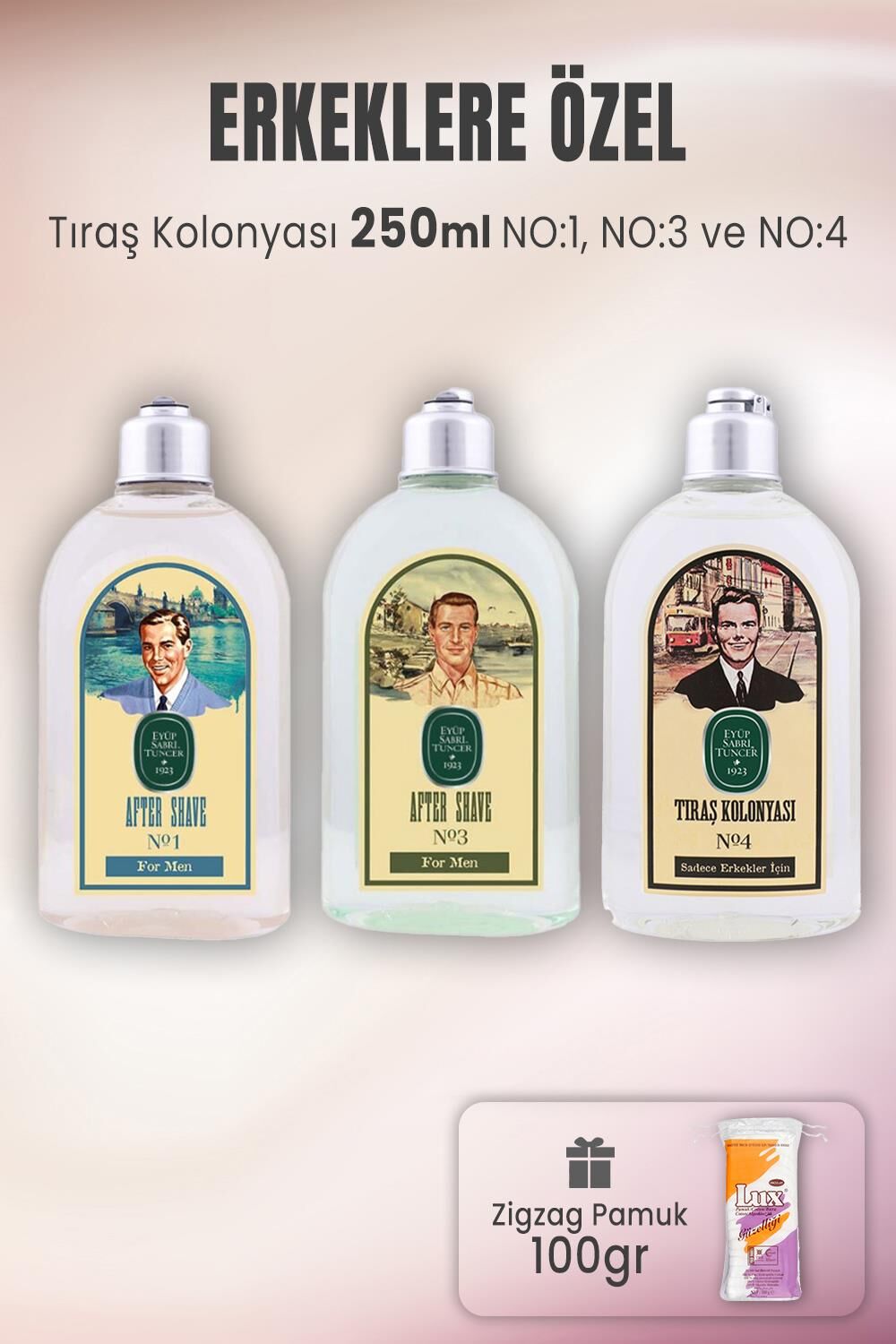 Eyüp Sabri Tuncer Tıraş Kolonya Seti 1-3-4 ve Zigzag Pamuk 100 gr