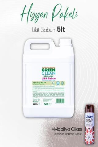 Green Clean Likit Sabun Portakal 5 lt ve Mobilya Cilası Sandalağacı 300 ml
