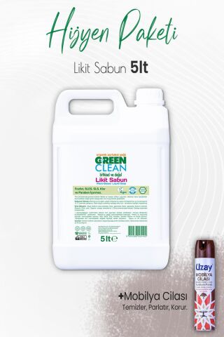 Green Clean Likit Sabun Portakal 5 lt ve Mobilya Cilası Sandalağacı 300 ml