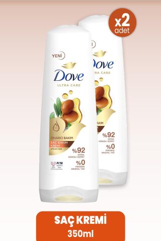 Dove Ultra Care Saç Kremi Onarıcı Bakım Argan Yağı 350 ml x 2 Adet