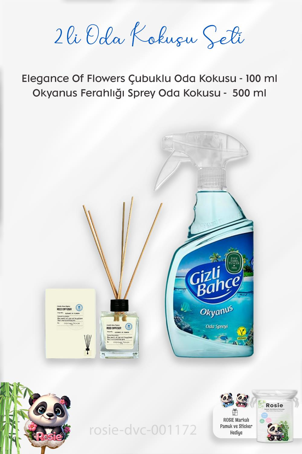 Eyüp Sabri Tuncer Elegance Of Flowers 100 ml, Gizli Bahçe 500 ml Oda Kokusu ve ROSIE