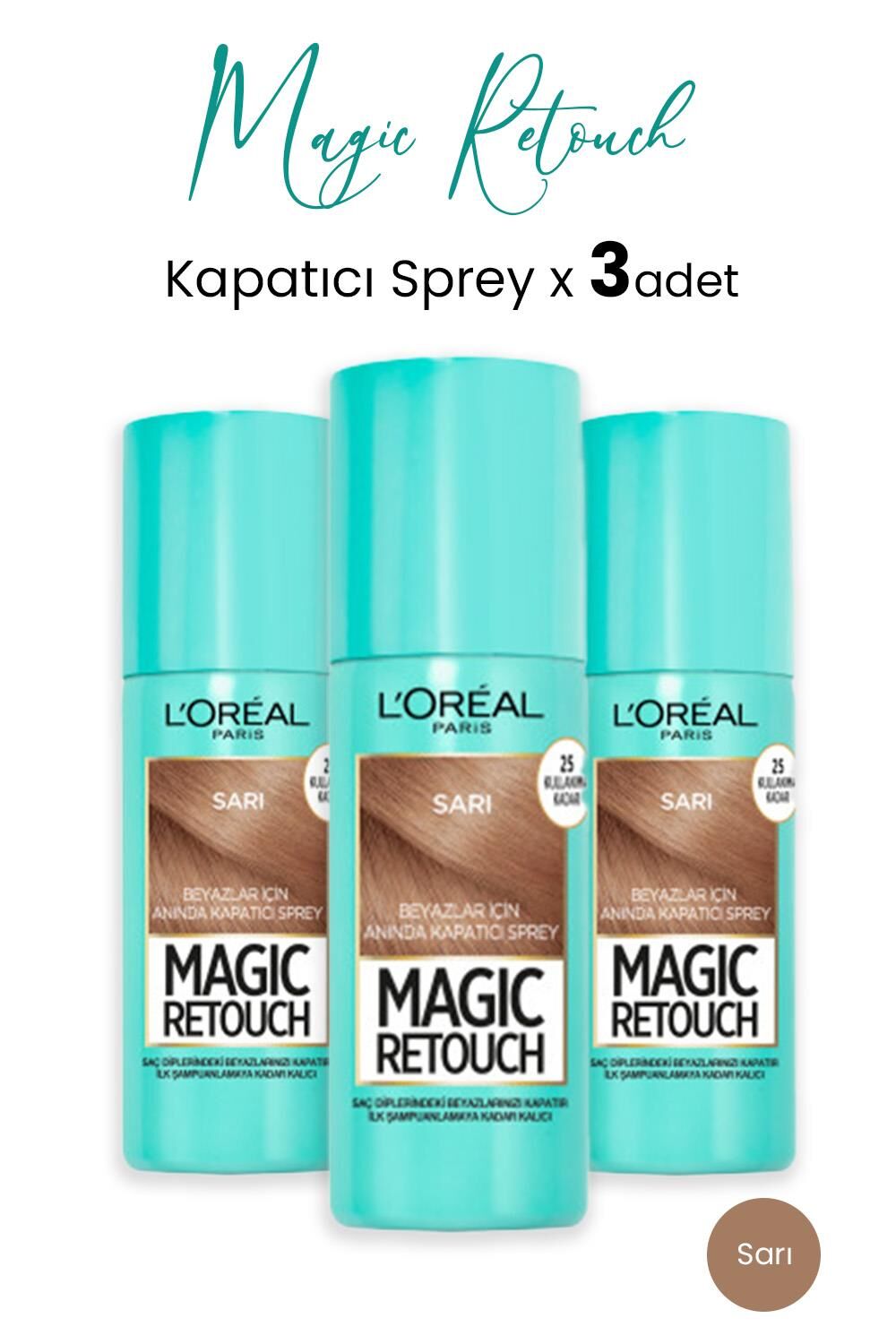 Loreal Paris Kapatıcı Sprey Sarı 75 ml x 3 Adet