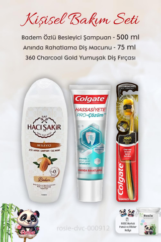 Colgate Hassasiyete Çözüm Diş Macunu 75 ml, 360 Charcoal Diş Fırçası, H.Şakir Bademli Şampuan 500 ml