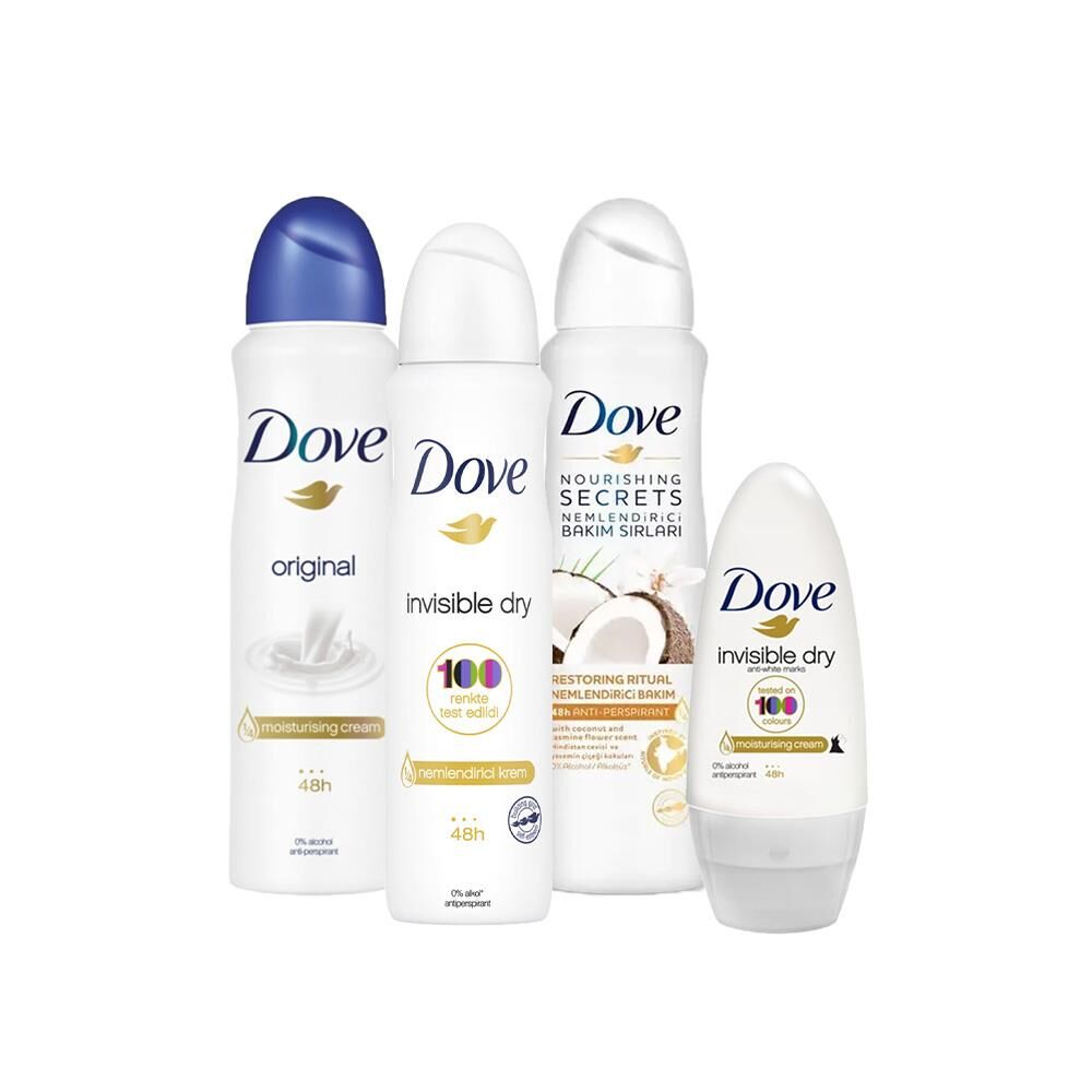Dove Roll-On Invisible Dry, Sprey Deodorant Hindistan Cevizi, Original ve Invisible Dry