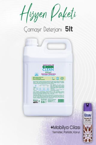 Green Clean Çamaşır Deterjanı Lavanta 5 lt ve Mobilya Cilası Lavanta 300 ml