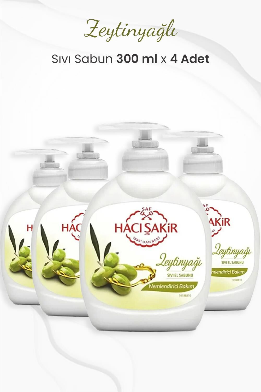 Hacı Şakir Zeytinyağlı Nemlendirici Sıvı Sabun 300 ml x 4 Adet