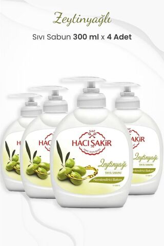 Hacı Şakir Zeytinyağlı Nemlendirici Sıvı Sabun 300 ml x 4 Adet