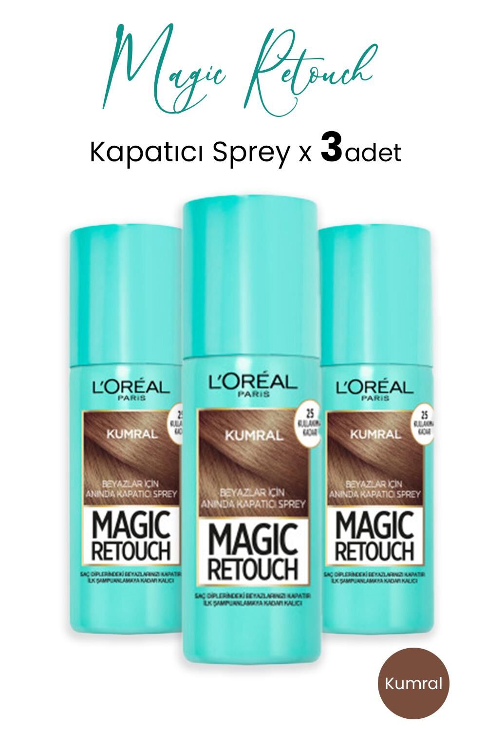 Loreal Paris Kapatıcı Sprey Kumral 75 ml x 3 Adet