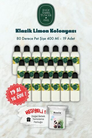 80 Derece Klasik Limon Kolonyası 19 AL 16 ÖDE 400 ML ve ROSIE Hediye