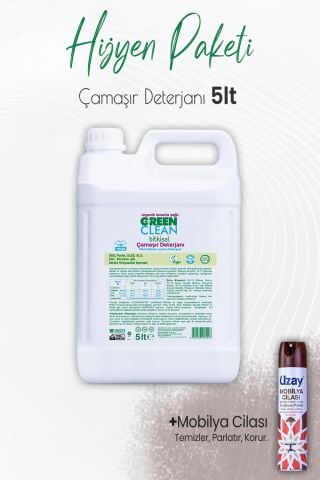 Green Clean Çamaşır Deterjanı Lavanta 5 lt ve Mobilya Cilası Sandalağacı 300 ml