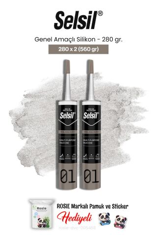 Selsil Genel Amaçlı Silikon 280 gr, 2 adet ve rosie pamuk