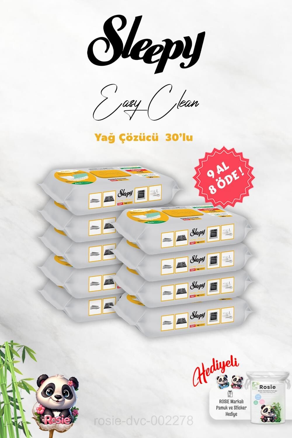 9 AL 8 ÖDE Sleepy Easy Clean Yağ Çözücü 30'lu ve ROSIE